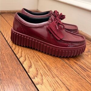 Clarks Maroon Glossy Loafers